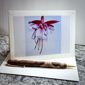 Fine art photography greeting Card pink fushia flower